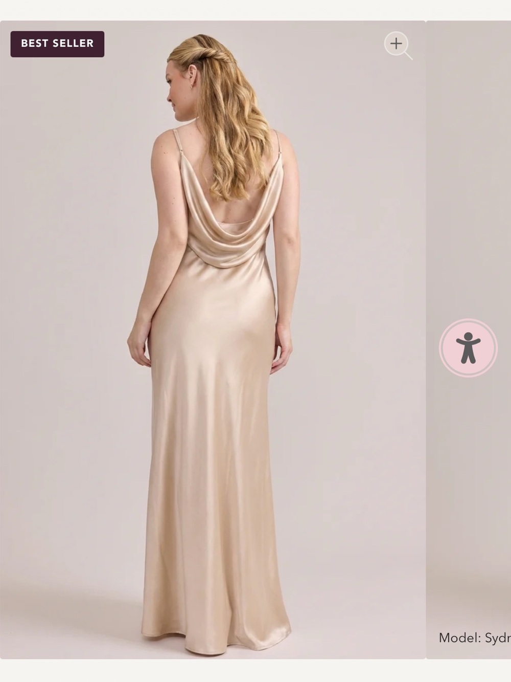 Revelry Nadia Satin Dress in Gold Champagne size 6